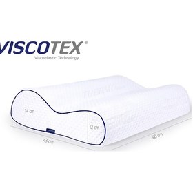 Resim Viscotex Çift Bombeli Ortopedik Yastık 60x40x14/12cm, Beyaz 