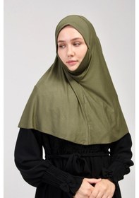 Resim Manolyaşal İslamic Hijab Pratik Eşarp Peçeli-peçesiz Hazır Türban Sufle - Haki Haki 