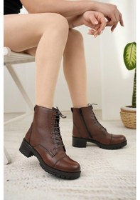 Resim Castle Black 2670-1 Taba Hakiki Deri Kışlık Kadın Bot-taba Taba 