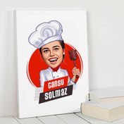 Resim Mükemmel Aşçı Kadın Karikatürlü Kanvas Tablo 