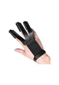 Resim Yaleker Okçular İçin Siyah İnek Derisi 3 Parmak Koruyucu Eldiven - 20x7 Cm, 30 G 