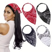 Resim 1 adet Polyester Bandana Tarzı Saç Eşarbı Başı Bağı Klipsli - Örgü Çiçek Desenli Şifon Başörtüsü Normal Saçlar İçin - Pil veya Güç Gerektirmeyen Elastik Saç Bandanası 
