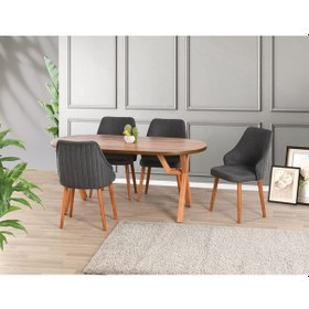 Resim Uyar Ceviz 4 Adet Verona Sandalye 90 160 Sahra Sabit Masa Takımı 