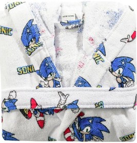 Resim Beyaz Sonic Baskılı Kız Çocuk Bornoz 