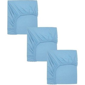 Resim 3 Adet 40x80 Cm Anne Yanı Lastikli Penye Kumaş Bebek Çarşafı-mavi 