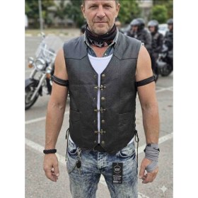 Resim ArdaStilDeri Hakiki Jumbo Deri Motorcu Chopper Yelek 