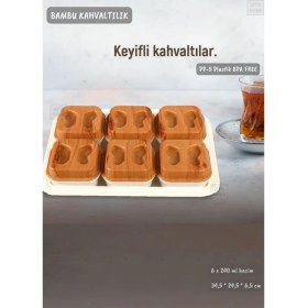 Resim 6’lı Bambu Renk Kahvaltılık Seti Tepsili Kahvaltı Tepsisi Bpa Free 
