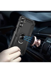 Resim Samsung Galaxy A25 İle Uyumlu Kılıf Tam Koruma Yüzüklü Standlı Tank Gövdeli Telefon Kılıfı Kapak 