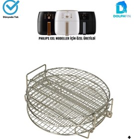 Resim DolphFin Philips Air Fryer Xxl Uyumlu Üç Katlı Fritöz Izgarası 304 Paslanmaz Çelik 