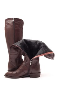 Resim Mariolucci Fermuarlı Kahverengi Hakiki Deri Kadın Western Uzun Çizme 