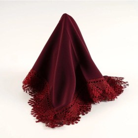Resim İğne Oyalı Şal Namaz Örtüsü, 144x68 Cm. Bordo Bordo 