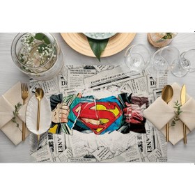 Resim Adawall Home Superman Kumaş Amerikan Servis 4'lü Set Çok Renkli 