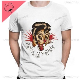 Resim Laoyaoyifu Kaçak Kediler Klasik Pamuk Tshirt - Rock Band Hayranları İçin Hipster Streetwearlavantaerkek Lavanta 