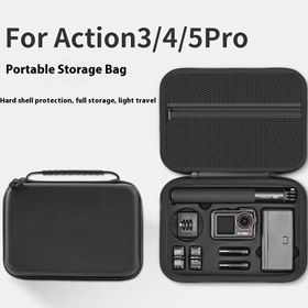 Resim Tüm İçerikli Valiz, DJI Osmo Action 5Pro/4/3 için Uygun, Spor Kamerası Aksesuarları Taşınabilir Depolama Çantası Şarj Cihazı Pil Tabanı Selfie Çubuğu Depolama Kutusu Çoklu Bölme Bölümleri ile 