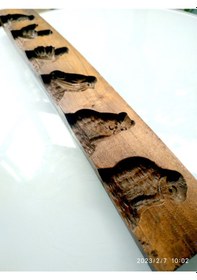 Resim Omeniv Antika Ahşap 6 Figürlü Pasta Kurabiye Kalıbı 