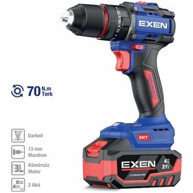 Resim Exen EN 274 DS 21V 4AH 70 NM Kömürsüz Darbeli Şarjlı Matkap 