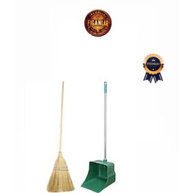 Resim AboutThePerfect Ahşap Saplı Çalı Ot Süpürge ve Faraşlı Kürek 2'li Set 
