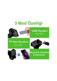 Resim Carx8 Araç Kiti Fm Transmitter Bluetooth 5.0 Micro Sd Usb Şarj Oto Müzik Çalar 