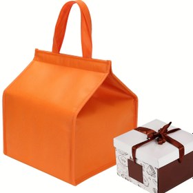 Resim Turuncu Yalıtımlı Kek Taşıma Çantası - Dayanıklı PE Malzemesi, Yiyecek Taşıma ve Teslimi için Mükemmel, Noel ve Tatil Hediyeleri için İdeal, Tatil Hediyesi Çantası|Süs Şerit Kutusu|Dayanıklı Yalıtım 
