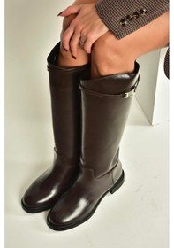 Resim Fox Shoes V973720909 Kahverengi Klasik Alçak Tabanlı Kadın Çizme Kahverengi 