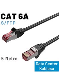 Resim Irenıs 5 Mt Siyah Cat 6a S/ftp Ethernet Data Center Patch Kablo 