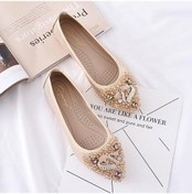 Resim Altın Tasarımcı Boncuk Düğün Ayakkabı Kadın Daireler Kadın Balerin Sivri Burun Inci Loafer'lar Spor Ayakkabı Artı Boyutu Zapatos Mujer Altın 