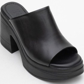 Resim Luvishoes Nola Siyah Cilt Hakiki Deri Kadın Platform Topuklu Terlik Siyah 