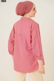 Resim 103901 Oversize Basic Tesettür Gömlek Gül Kurusu 