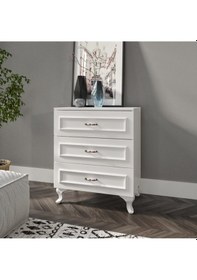 Resim Kartopu 3 Çekmeceli Country Şifonyer - Tamamı 1. Kalite Mdf 