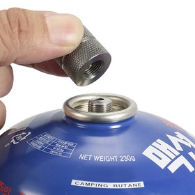 Resim Kamp Ocağı, Barbekü ve Dış Mekan Ekipmanları için Vidalı Tip Adaptör - Hafif ve Dayanıklı Alüminyum Alaşımlı Bütan Gaz Dolum Bağlantısı - 1 Paket (15g, 20x20mm) 