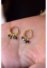 Resim Papatya Silver 925 Ayar Gümüş Gold Kaplama Olives Taşlı Shakira Halka Küpe 