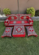 Resim mdhomecarpet Şark Köşesi Minder Takımı | Yer , Sırt Minderi, Etnik Desen, Salon ve Ev İçin 8 Parça Süngerli 