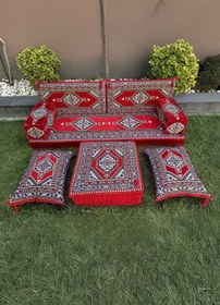 Resim mdhomecarpet Şark Köşesi Minder Takımı | Yer , Sırt Minderi, Etnik Desen, Salon ve Ev İçin 8 Parça Süngerli 