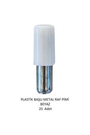 Resim Adilon Plastik Metal Başlı Raf Pimi Beyaz 25 Adet 