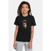 Resim Qivi Animal Maymun Baskılı Unisex Çocuk Siyah T-Shirt 