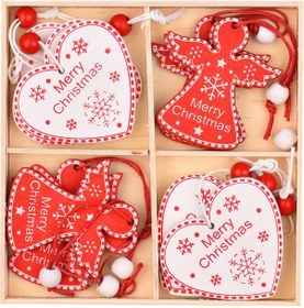 Resim Skycity Ahşap Noel Ağacı Süs Takımı Model A - Noel Güzellikler İçin Doğal Ahşap Dekoratif Parça 