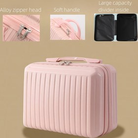 Resim Seyahat Makyaj Çantası Kozmetik Çantası Kozmetiklerinize ve Tuvalet Malzemelerinize Uygun Saplı Çok Fonksiyonlu Taşınabilir Tren Makyaj Çantası Kadınlar ve Erkekler için Hediye 