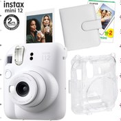 Resim Fujifilm Instax mini 12 Beyaz Fotoğraf Makinesi-20'lu Film-Kare Albüm ve Şeffaf Kılıf Seti 