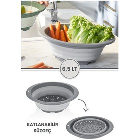 Resim Katlanabilir Yuvarlak Süzgeç 6,5 Litre Gri 