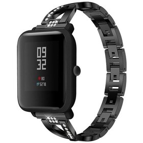 Resim Amazfit 20mm X Şeklinde Elmas Çivili Masif Paslanmaz Çelik Saat Kordonu 
