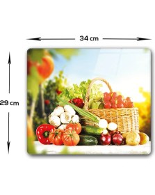 Resim Decorita Sebze Sepeti | Cam Kesme Tahtası - Cam Kesme Tablası | 29cm x 34cm 