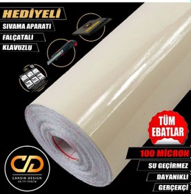 Resim Krem Parlak Bej Mutfak, Dolap, Tezgah, Beyaz Eşya Ve Mobilya Kaplama Kendinden Yapışkanlı Folyo 50CM X 100CM 