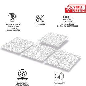 Resim Tink Kendinden Yapışkanlı Gri Motifli Desenli Pvc Karo 30X30 cm (56 Adet) 5m2 