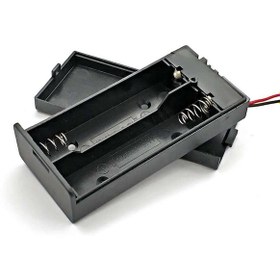 Resim 18650 2li Pil Kutusu On/Off Anahtar 15cm Kablolu 2 Adet Seri Lion DC 7.4V Kapaklı Batarya Yuvası 