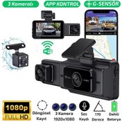 Resim S15 Wi-fi Full Hd 3 Kameralı Araç İçi Güvenlik Kamerası Dashcam 
