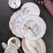 Resim Evaliza Buket Pembe 6 Kişilik 42 Parça Kahvaltı Takımı 