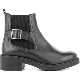 Resim Muya Jua 6 Nokta Anatomik Taban Topuk Dikeni Hakiki Deri Kadın Bot Siyah 