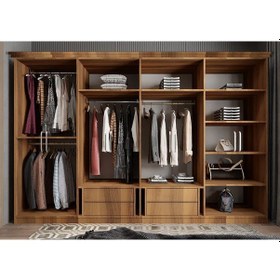 Resim Sementa Membran 8 Kapaklı Gardırop Montaj Dahil Ceviz-byz 280 Cm 