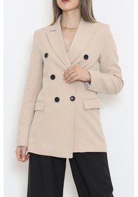 Resim Düğmeli Blazer Ceket Vizon - 354.1247. Çok Renkli 
