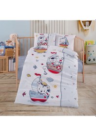 Resim Clasy %100 Pamuk Ranforce Bebek Nevresim Takımı Teddy's V1 Mavi Mavi 